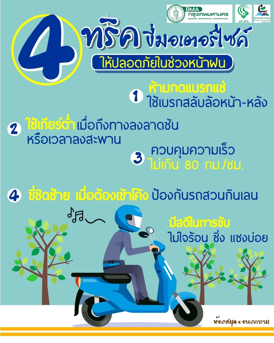 4 ทริคขี่มอเตอร์ไซค์ให้ปลอดภัยในช่วงหน้าฝน