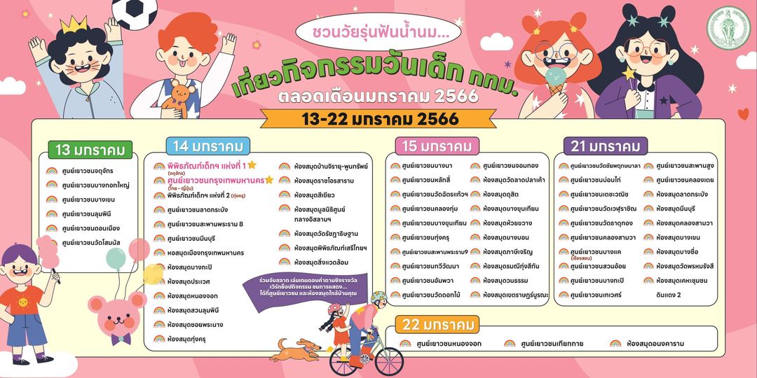 เที่ยวกิจกรรมวันเด็ก ตลอดเดือนมกราคม 2566 