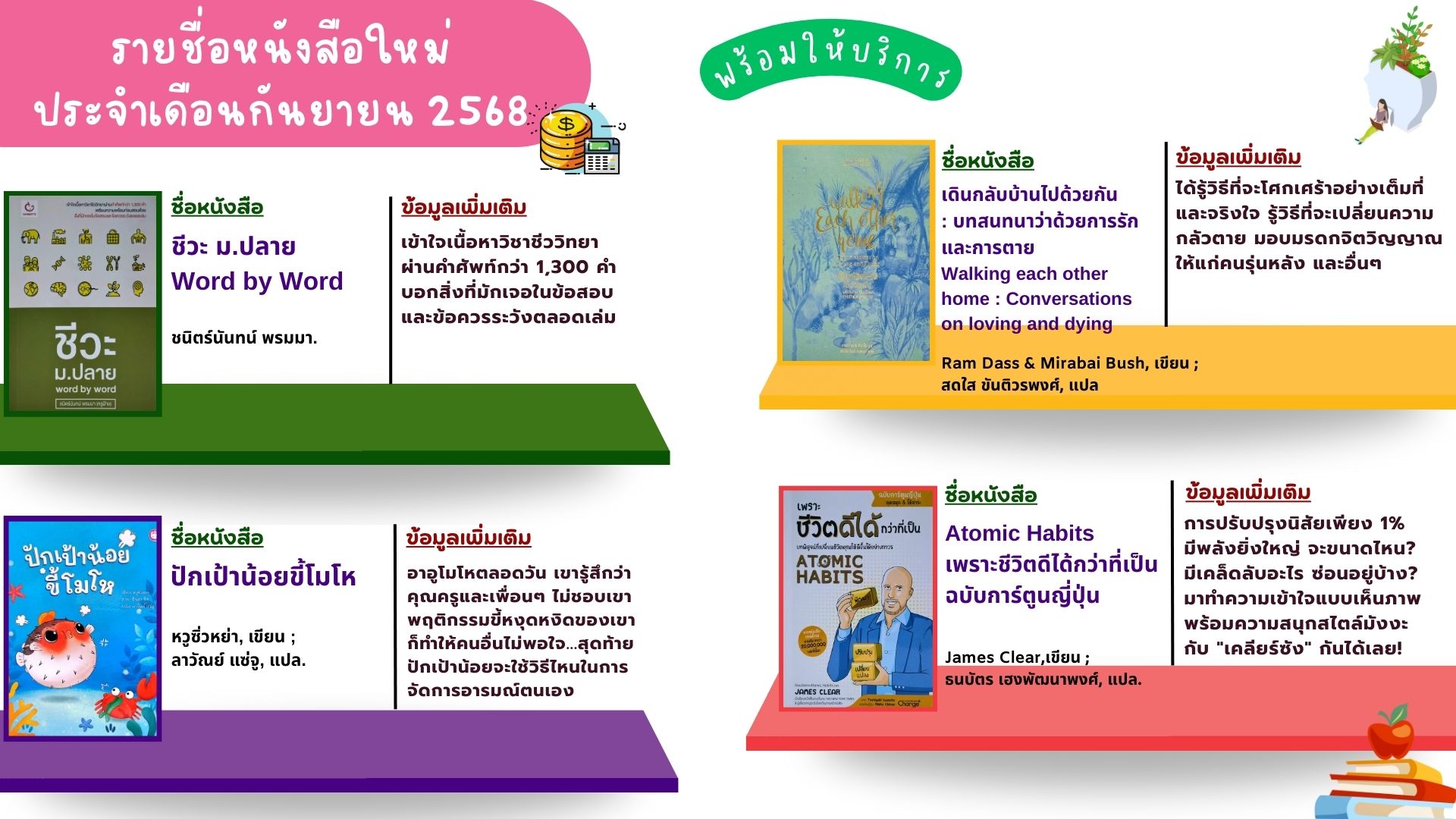 หนังสือแนะนำ ประจำเดือนกันยายน 2568