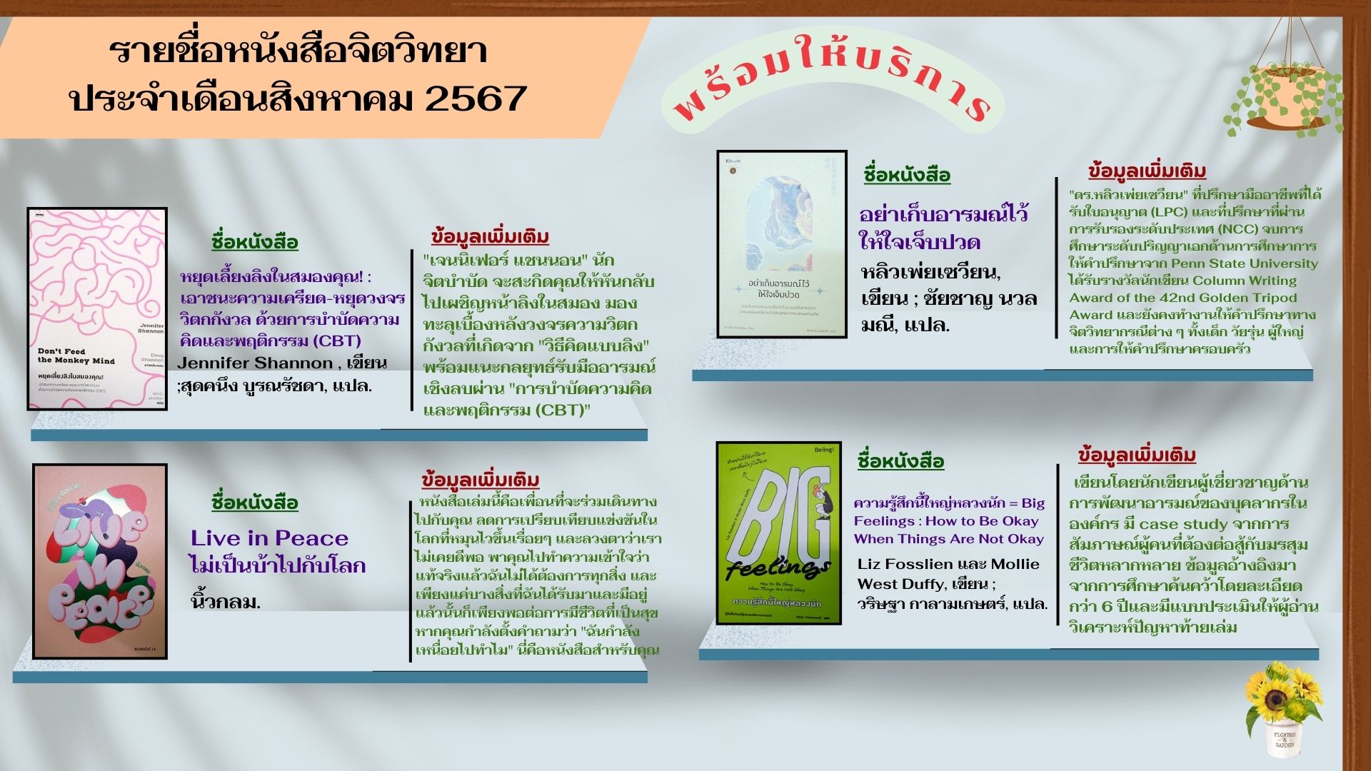 แนะนำหนังสือเดือนสิงหาคม 2567