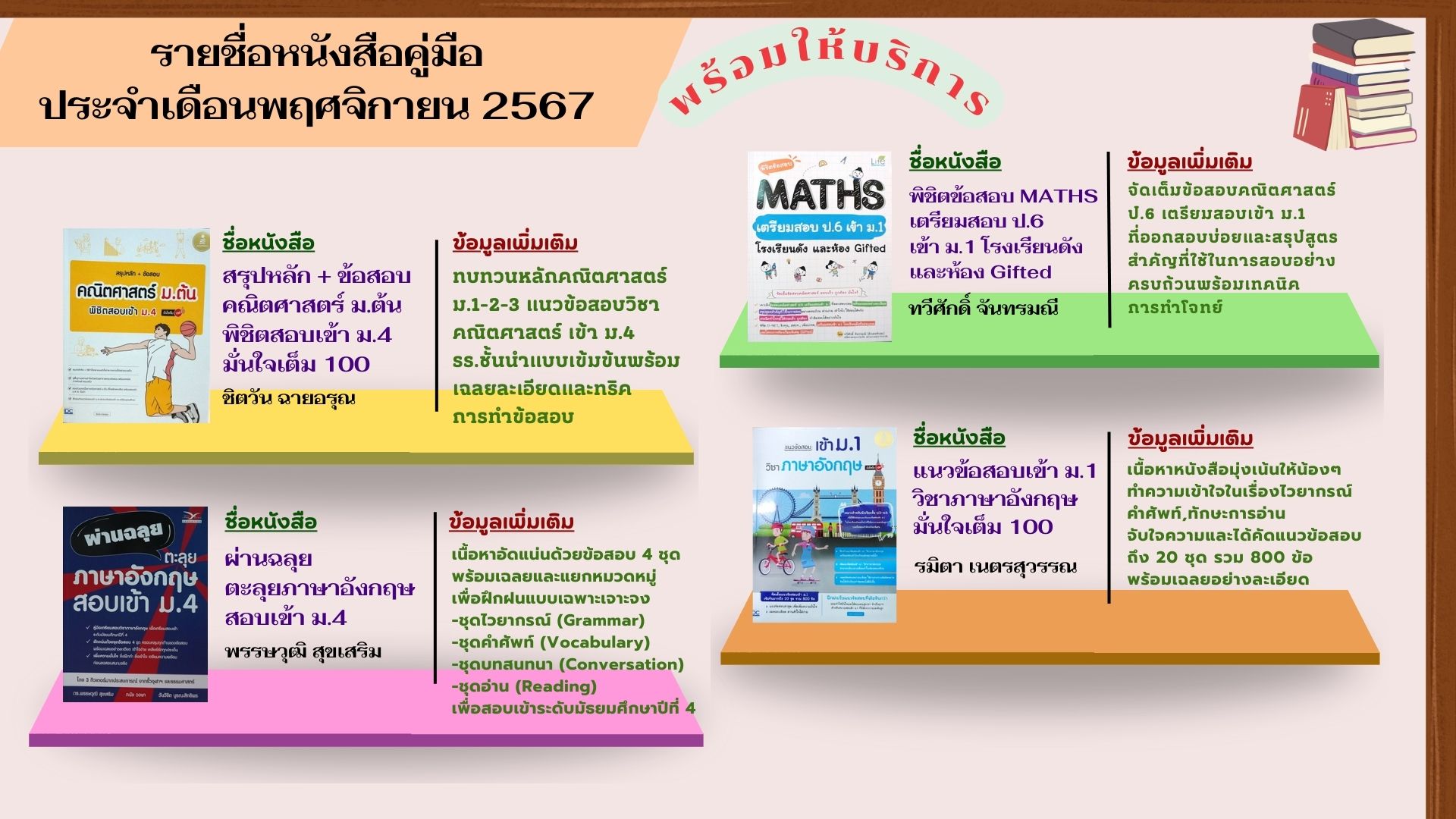 แนะนำหนังสือใหม่เดือนพฤศจิกายน 2567