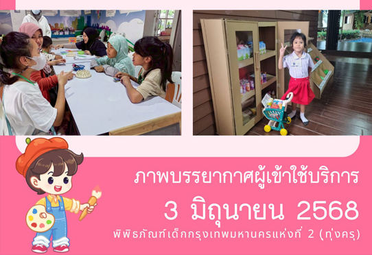 ภาพบรรยากาศผู้เข้าใช้บริการพิพิธภัณฑ์เด็กกรุงเทพมหานครแห่งที่ 2 (ทุ่งครุ) วันอังคารที่ 3 มิถุนายน 2568